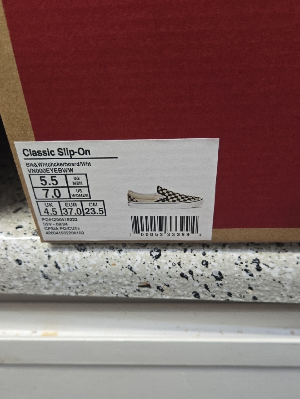 Vans Checkerboard Slip-On Sneakers in Black and White - Picture 3 of 9